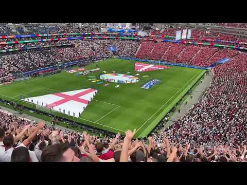 England fans singing national anthem before Denmark game 20/06/24