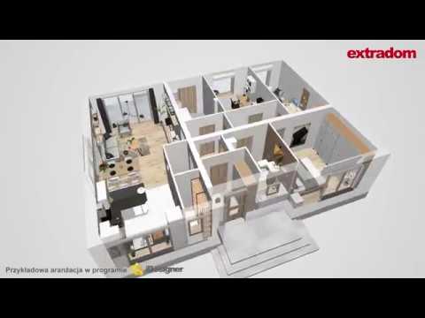 Projekt domu parterowego - dom Mokka 2 WOF1079 - do 100 m² - spacer 3D