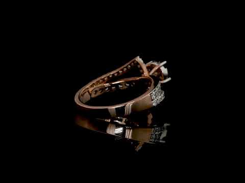 Contemporary Zig-Zag Bypass Diamond Ring ( 0.72ct Round Cluster in 18K/14K Gold )