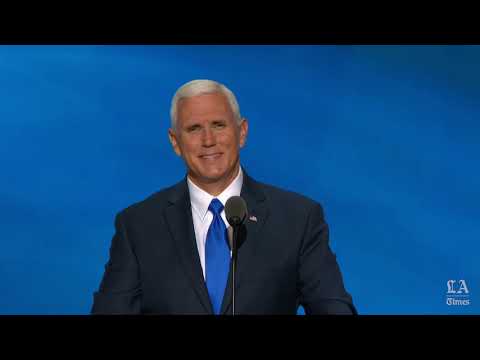 Indiana Gov. Mike Pence, Republican nominee for vice president, speaks at the Republican National Co
