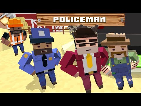 The village police officer also participates in the farmers' meeting - Blocky Farm & Racing 4K