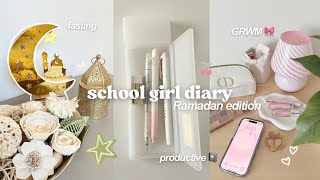 SCHOOL-GIRL diary: Ramadan vlog 🎀 waking up at 5am, GRWM, cleaning + organizing, shop w/me 𝜗𝜚 ࣪˖ ִ