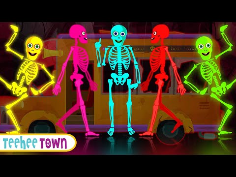 Midnight Magic Five Skeletons Riding On A Bus Song | Spooky Scary Rhymes By Teehee Town