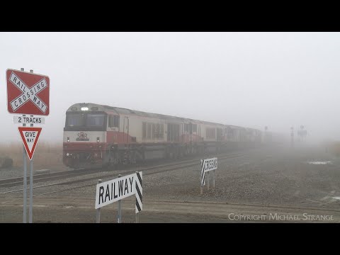 Four Locomotive SCT 7AM9 Mixed Freight & Steel Train In Fog (4/6/2023) - PoathTV Australian Railways