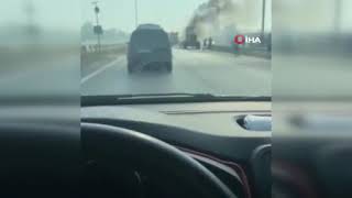 Hendek Belediyesi'nin greyderi alev topuna döndü