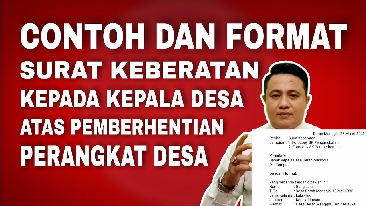 CONTOH SURAT KEBERATAN KEPADA KEPALA DESA ATAS PEMBERHENTIAN SEPIHAK PERANGKAT DESA