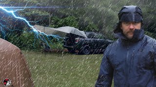 VERY Heavy Rain and Flooding - Solo Camping in Nature's Fury - Rain Storms Thunder Lightning