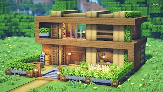 ⚒️ Minecraft | How To Build a Wooden Modern House