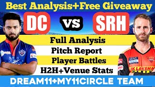 DC vs SRH | DC vs SRH Dream11 Prediction | DEL vs HYD My11circle Team | DC vs SRH Match | IPL 2021