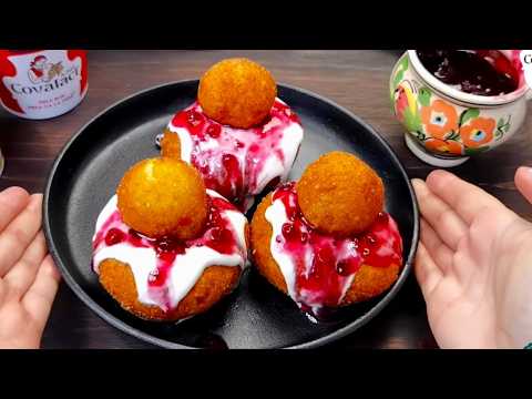 2X more cheese than flour! Fluffy papanasi with sour cream and jam