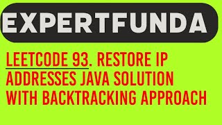 YouTube video 'Leetcode 93. Restore IP Addresses Java Solution with Backtracking Approach'
