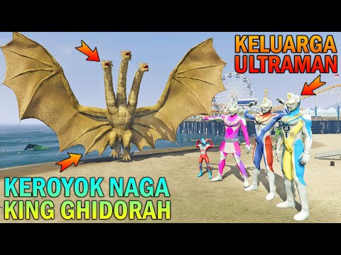 KELUARGA ULTRAMAN UPIN IPIN PERANG LAWAN NAGA KING GHIDORAH - GTA 5 BOCIL SULTAN