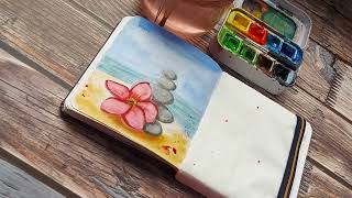 Paint This Beautiful Beach With Me| Watercolor For Beginners| Relaxing Watercolor