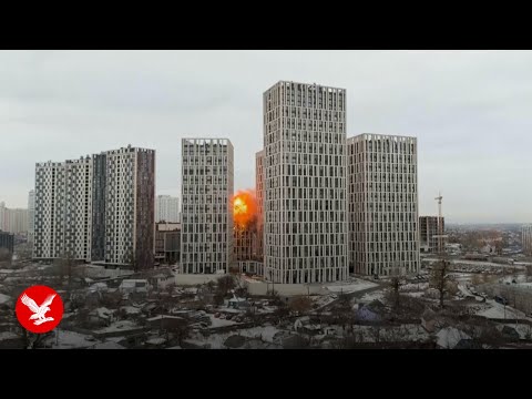 Fires rage across Kyiv after Russian drone bombardment ahead of Trump talks