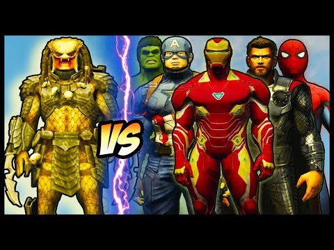 THE AVENGERS VS PREDATOR ARMY - Iron Man, Thor, Hulk, Spider-Man, Captain America, vs Predator