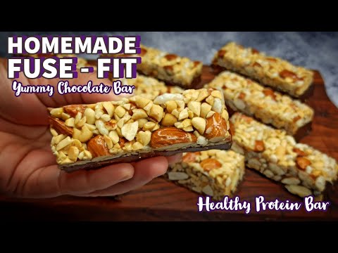 DIY FUSE FIT Chocolate Bar Recipe | Almonds & Peanuts Protein Bar at Home! Easy Christmas treats