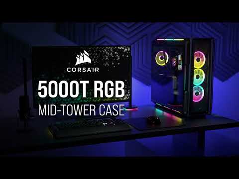 „Corsair“ | Grūdinto stiklo išmanusis korpusas | „iCUE 5000T RGB“ | Šoninis langas | Juodas | Vidutinio dydžio bokštas | ATX video