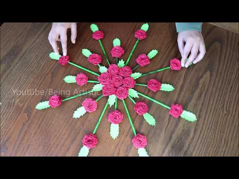 Paper Flower Wall Hanging Diy Newspaper Craft Wall Decoration