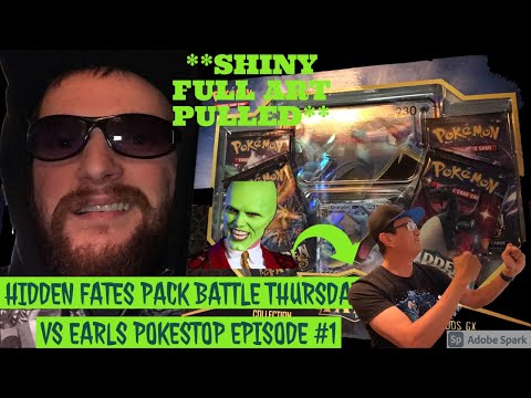 **SHINY PULLED** HIDDEN FATES PACK BATTLE VS EARLS POKESTOP EPISODE #1 | Pokemon Card Opening