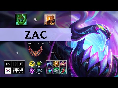 Zac Mid vs Azir: Legendary - KR Grandmaster Patch 14.15