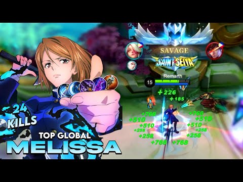 SAVAGE + 2X MANIAC!! 24 KILLS MELISSA ATTACK SPEED HACK!!😱 TOP GLOBAL MELISSA GAMEPLAY!! ~MLBB