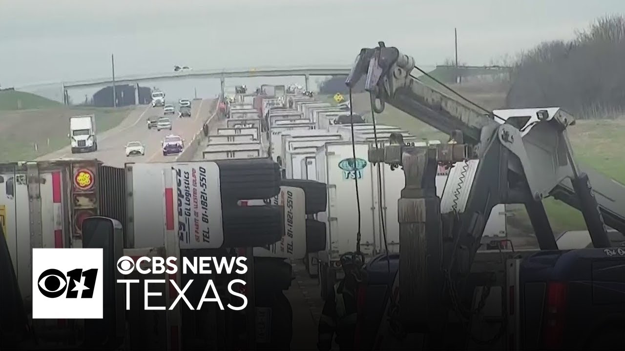 Several 18-wheelers knocked over in North Texas after strong winds, severe storms