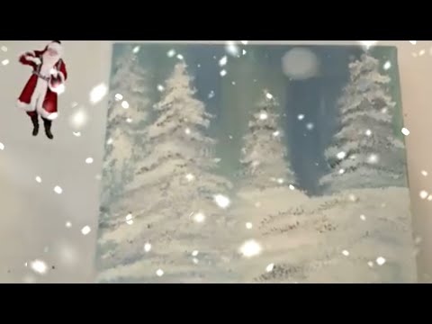How to paint a snow-covered  tree||snowy pine tree using fan brush