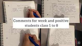 Report card remarks  for positive and weak students | comments for positive and weak students