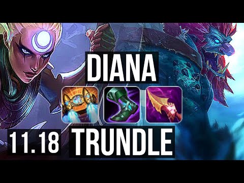 DIANA vs TRUNDLE (JUNGLE) | 12/0/3, 69% winrate, Legendary | NA Master | v11.18