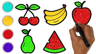 How to Draw Fruits - Easy Drawing and Coloring | Draw Cute Drawings for Kids