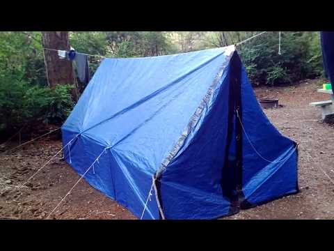 bushcraft - Prototype - hammock wall tent made from polyethylene tarp