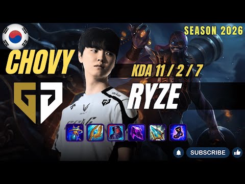 GEN Chovy RYZE vs SYNDRA Mid - Patch 26.1 KR Ranked | lolrec