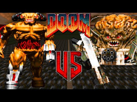 Cyberdemon vs Spider Mastermind - DOOM Classic : Versus Battle Monster Infighting - Retro Boss Arena