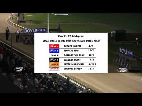 Cheap Sandwiches Wins The 2025 BOYLE Sports Irish Greyhound Derby Final  - Race Only