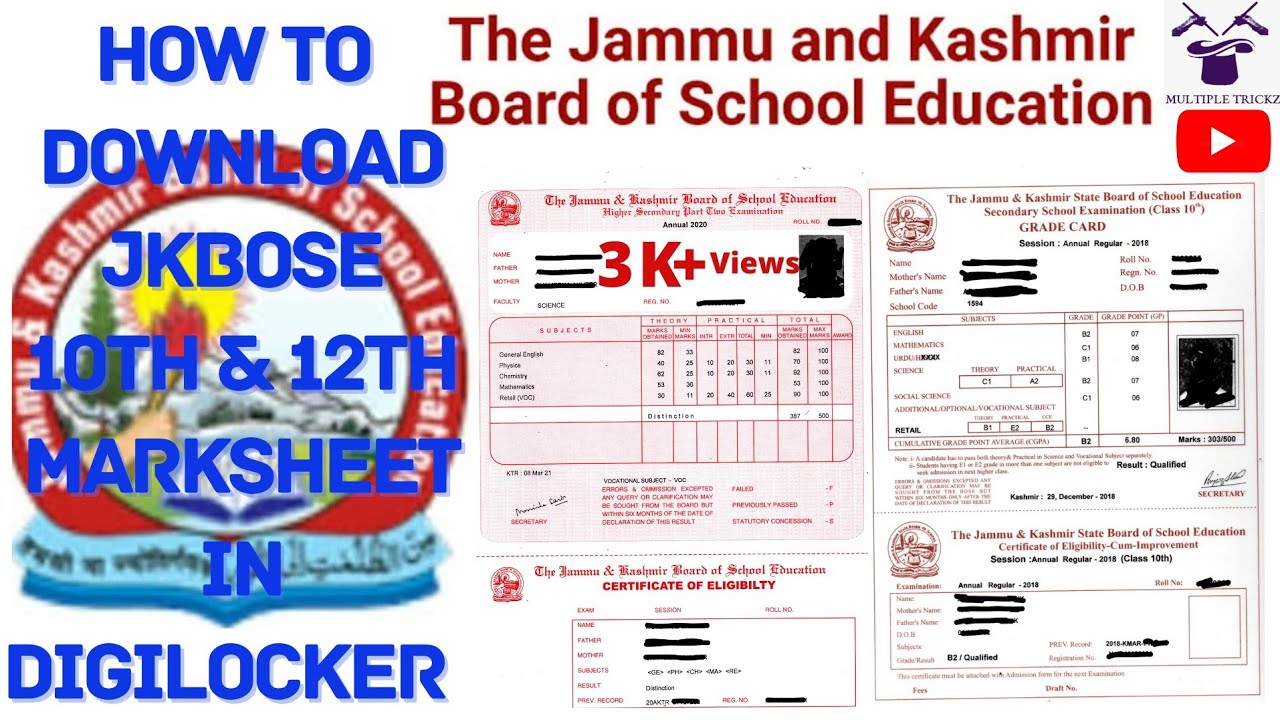 How To Download Marksheet In DigiLocker| How To Download JKBOSE Original Marksheet@MultipleTrickz