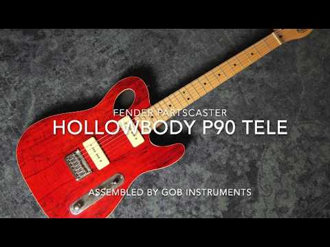 Fender Hollow Body Telecaster Partscaster P90 Special Natural Red Spalted Maple Flame top image 19