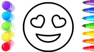 Cute Heart Eyes Emoji 😍 Drawing for Kids | Easy Emoji Drawing Step by Step | Simple Drawing Tutorial