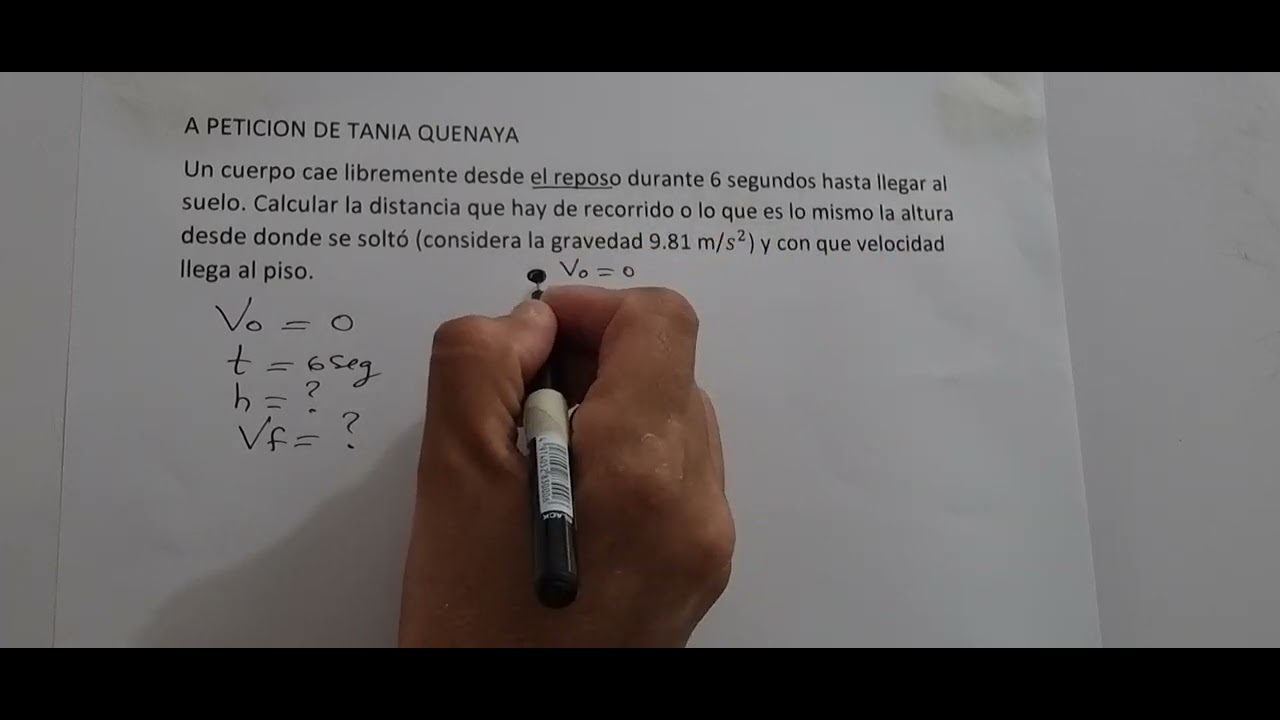 un cuerpo cae libremente desde el reposo durante 6 segundos hasta llegar al suelo. Calcular la......