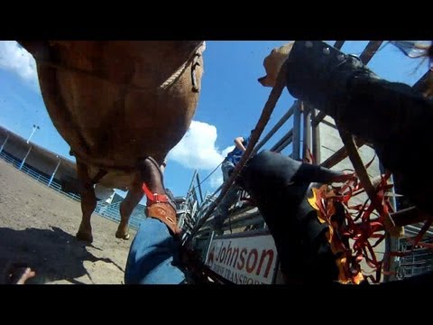 gopro: bull rider pov view at chris prange bull riding school 8/17/2013