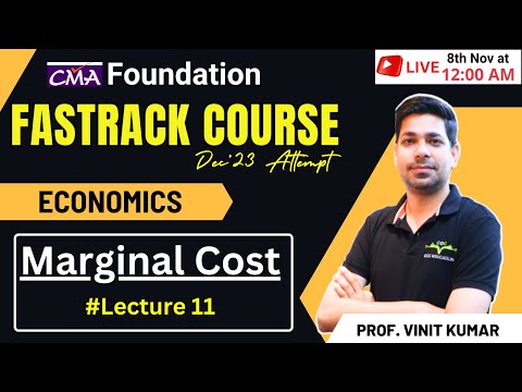 Marginal Cost Revision | Economics Fastrack Course CMA Foundation | By Prof Vinit Kumar