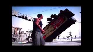 GTA 5 Train vs vans/cars/helicopter/bus.With Gary Numan's Cars music