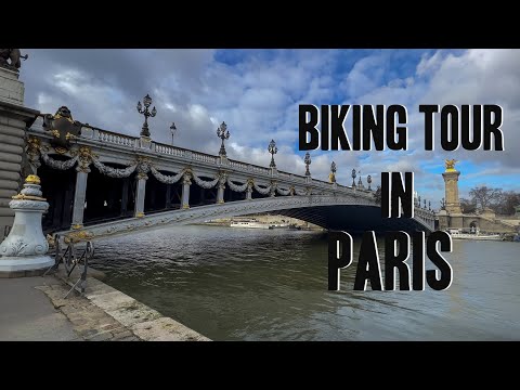 BIKING TOUR in Paris 4K  Real Sound of City-  The 17 bridges along the Seine