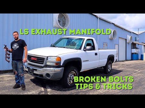 LS Exhaust Manifolds The Easy Way! 2005 GMC Sierra 2500HD