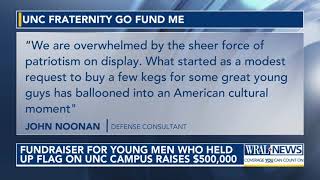 Fundraiser for young men who held up flag on UNC campus raises $500,000
