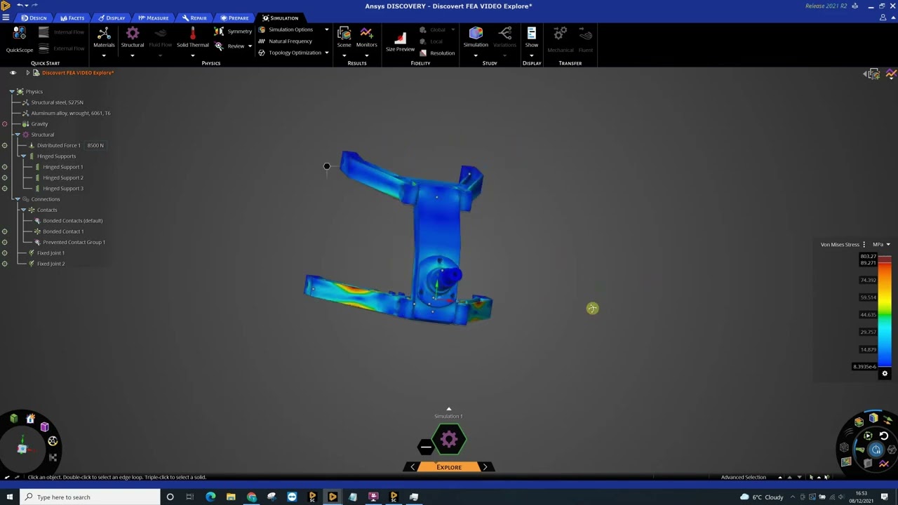 Ansys Discovery -  FEA  - Structural Simulation