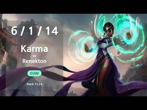 Karma Top vs Renekton - EUW GrandMaster Patch 13.24