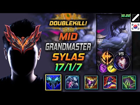 GrandMaster Mid Sylas Build Everfrost Conqueror - Sylas Mid vs Ahri - LOL KR 12.22