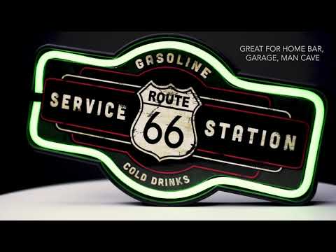 Vintage Route 66 Service Station LED Neon Light Sign Wall Decor | American Art Decor