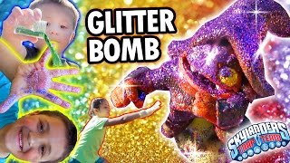 Glitter Bomb Shortcut! Sparkly Kids Make a Mess w/ Toy Art Project! (Skylanders Trap Team Fun)