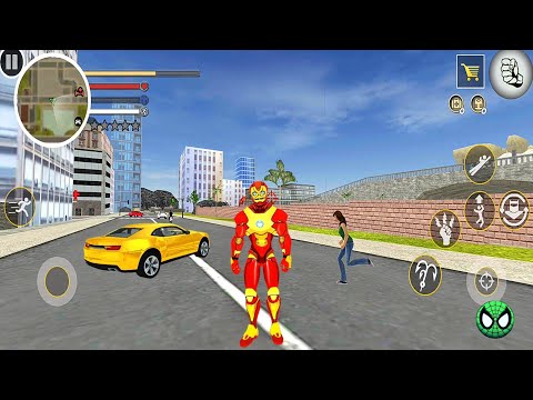 Flying Iron man Rope Hero Car Transform Robot Crime City #1 Android Gameplay